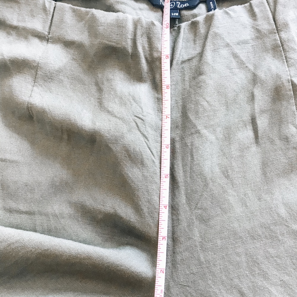 NWT Nie + Zoe Linen Olive Green Pants - Wide Leg - Picture 6 of 8